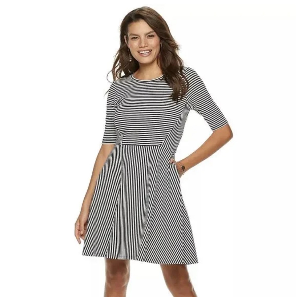 Apt. 9 Black and White Striped Top